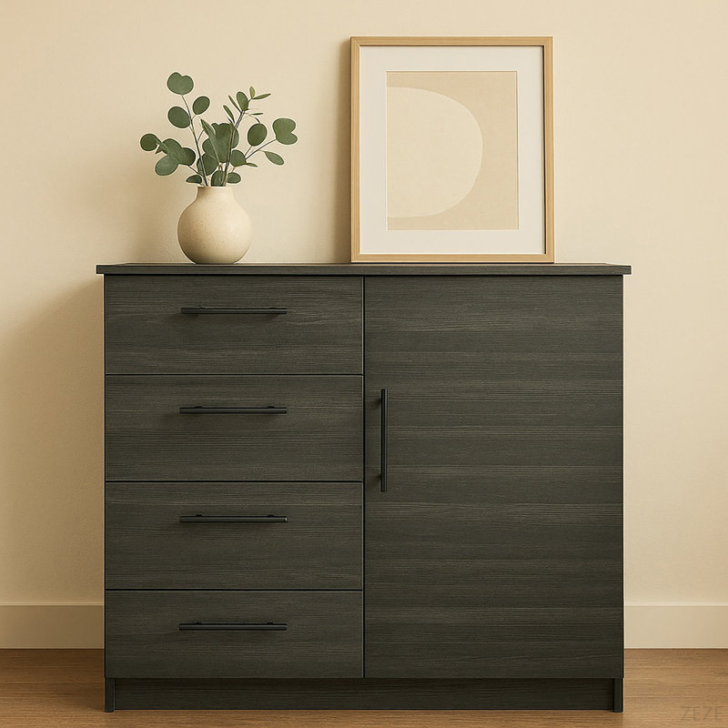 Wrought Studio Minimalist 4-Drawer Dresser With Cabinet - Wayfair Canada